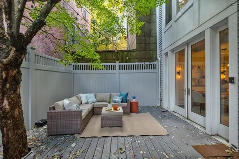 a outdoor space with patio area