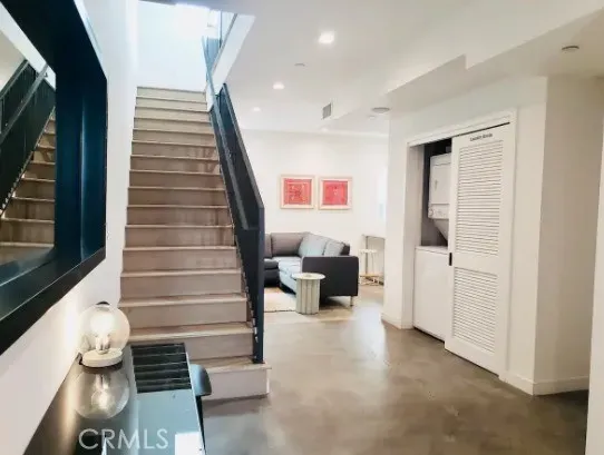 a view of entryway and workspace