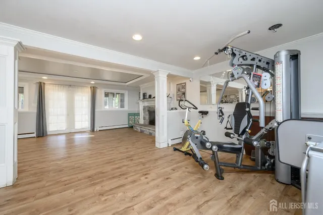a view of a room with gym equipment