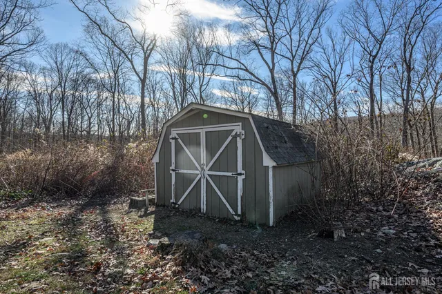 a flag is sitting in the middle of forest