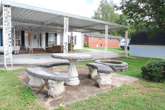 a view of a house with a patio