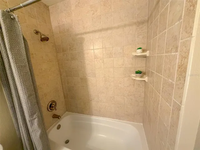 a bathroom with a bathtub