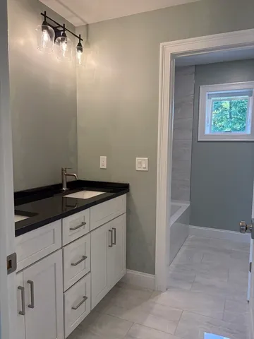 a bathroom with a bathtub