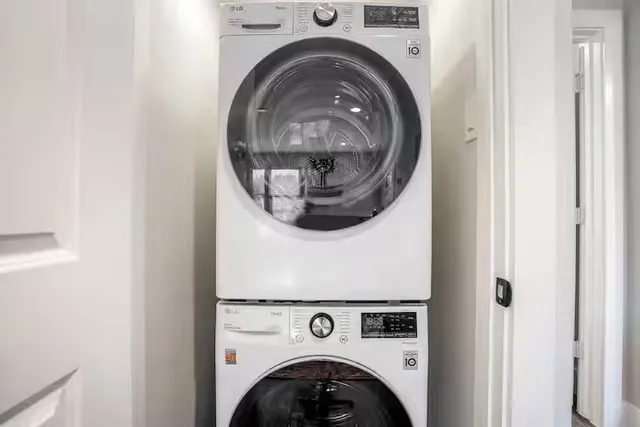a close up view of washer and dryer