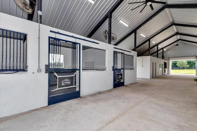 a view of a hallway with washer and dryer