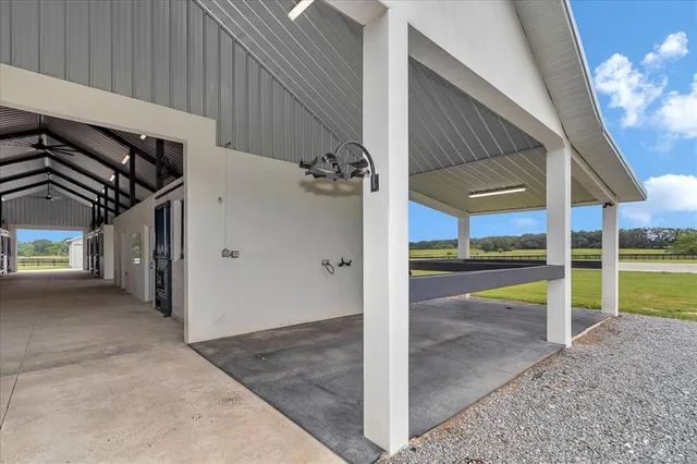 an entryway with a backyard