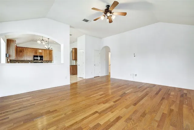 a view of a livingroom with a flat screen tv