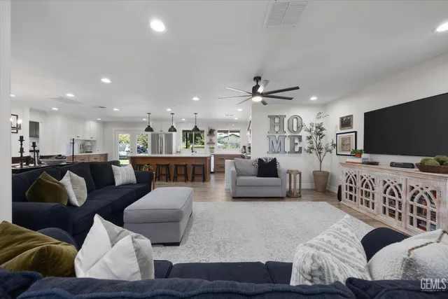 a kitchen with lots of counter top space