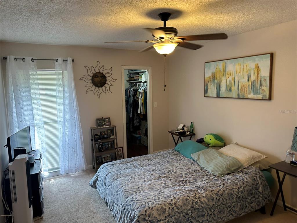 5154 Turquoise Lane, Unit 206 New Port Richey, FL 34652 - Photo 45 of 54 a bedroom with a bed and ceiling fan