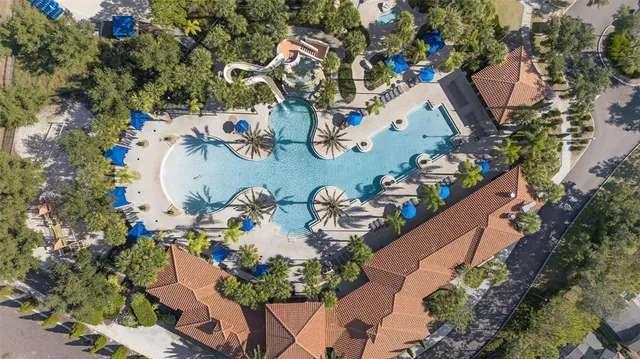 an aerial view of a house