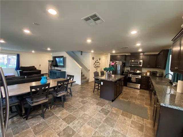 a kitchen with lots of counter top space