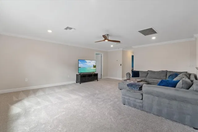 a house view with pool and outdoor space