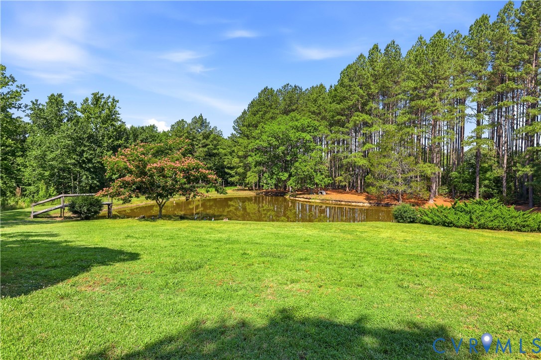 967 Ampthill Road Cartersville, VA 23027 - Photo 16 of 43 Expansive lawn area featuring a pond, mature trees