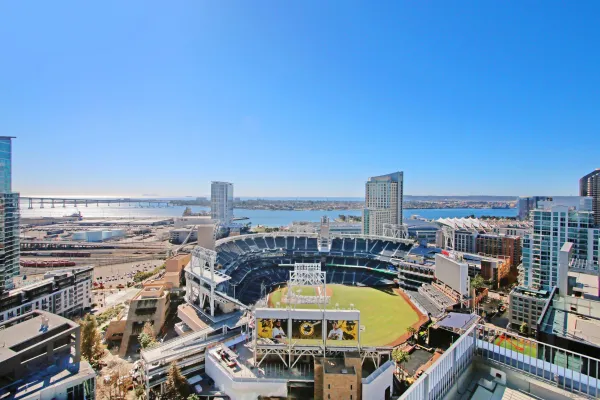 an aerial view of a city