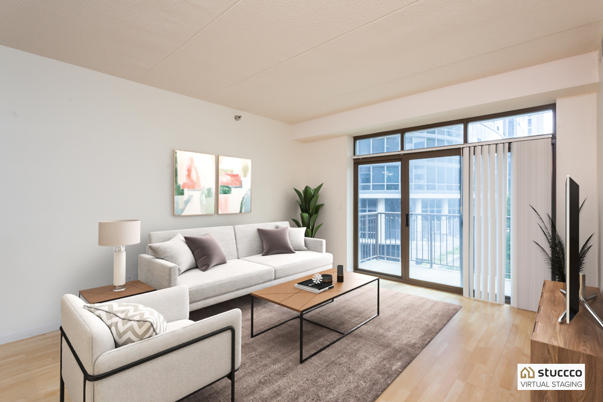 1250 South Indiana Avenue, Unit 812 Chicago, IL 60605 - Photo 2 of 23 a living room with furniture and a floor to ceiling window