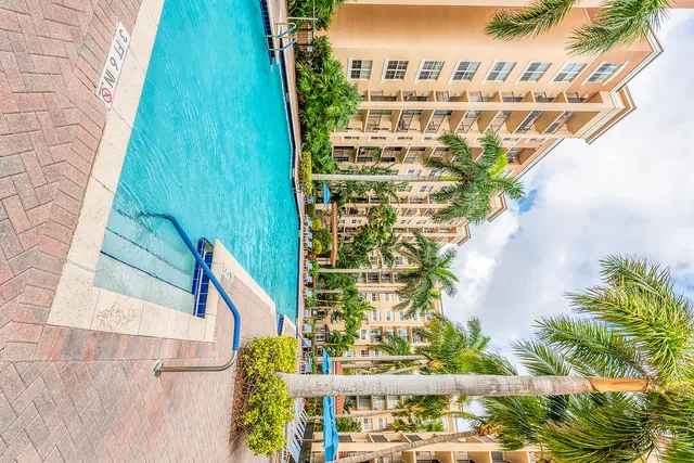 a view of a building and lake view