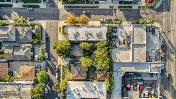 an aerial view of a city