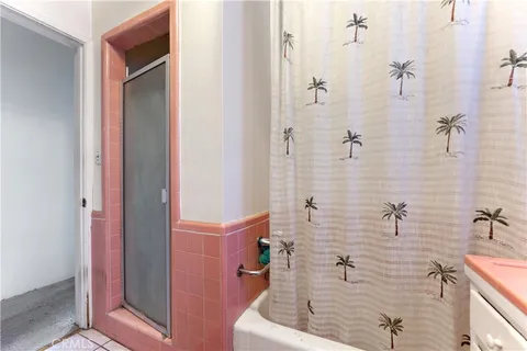 a bathroom with a bathtub