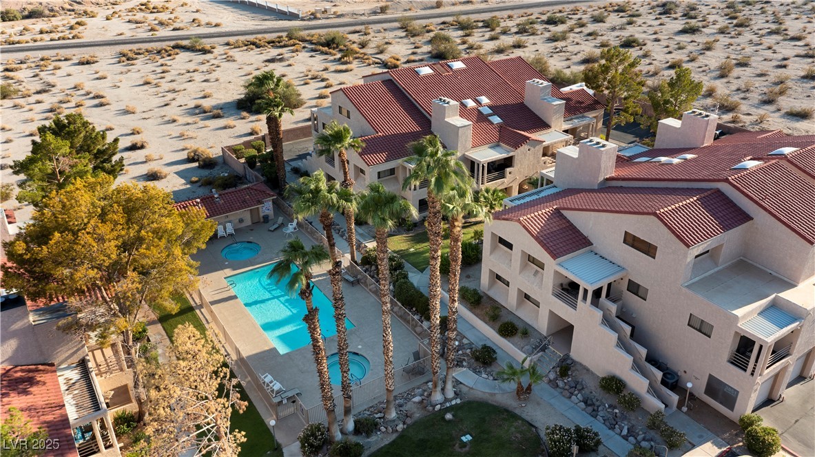 3859 Desert Marina Drive, Unit 257 Laughlin, NV 89029 - Photo 74 of 89 Bird's eye view of a desert landscape and a pool a