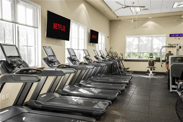 a view of a room with gym equipment