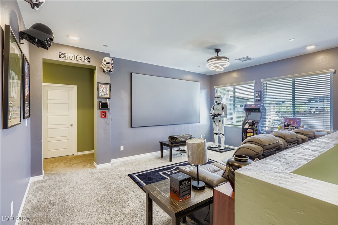 314 Robson Rdg Lane Henderson, NV 89015 - Photo 28 of 64 Carpeted cinema room with recessed lighting