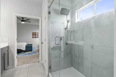 a bathroom with a shower