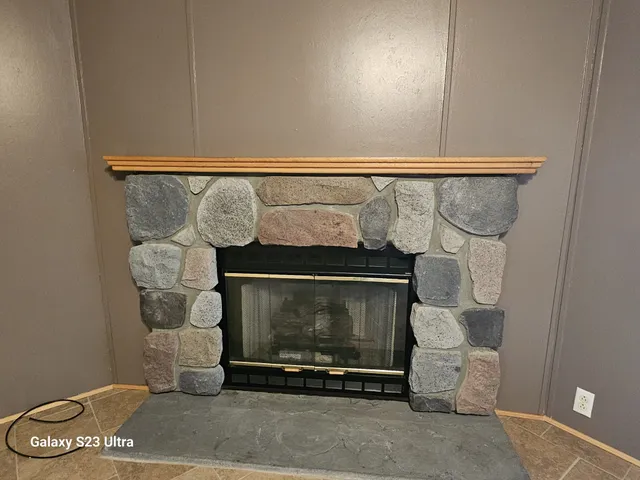 a room with fireplace