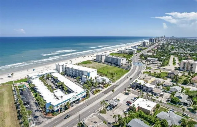 a view of building with ocean view