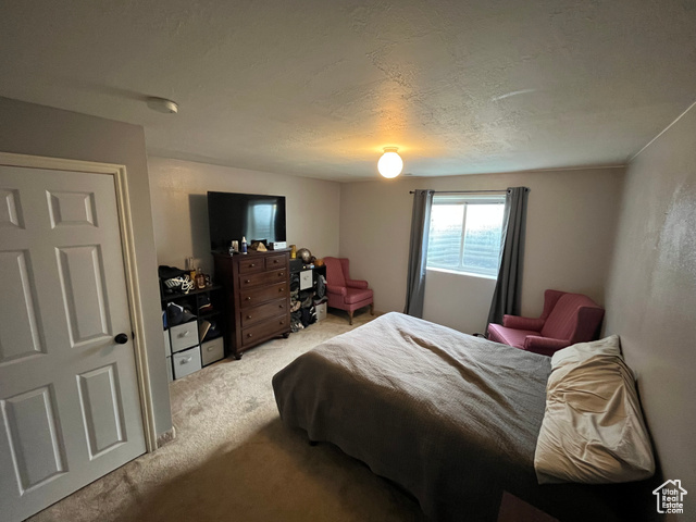 2548 South 700 West Perry, UT 84302 - Photo 13 of 18 Bedroom featuring carpet flooring and a textured ceiling