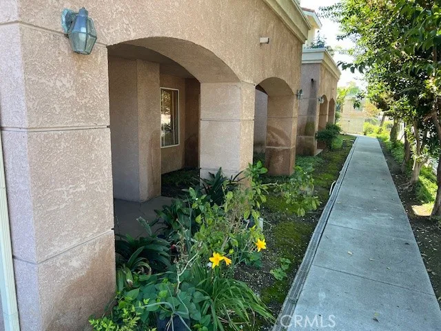 a couple of flower plants in front of door