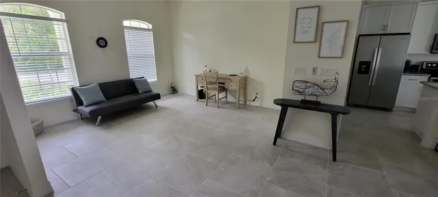 a living room with furniture