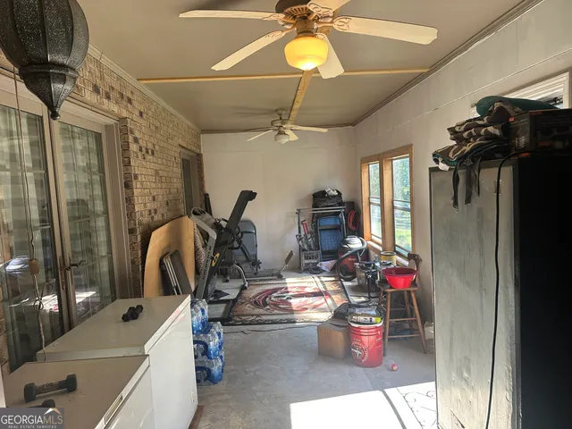 a view of a room with gym equipment