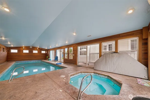 a living room with a large window