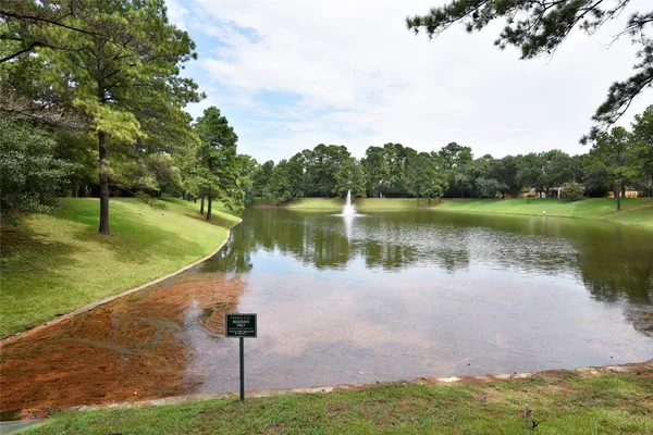 a view of a lake with a yard