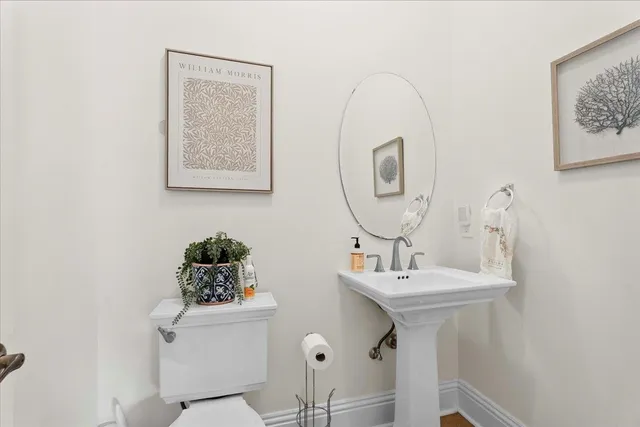 an aerial view of a house with a garden