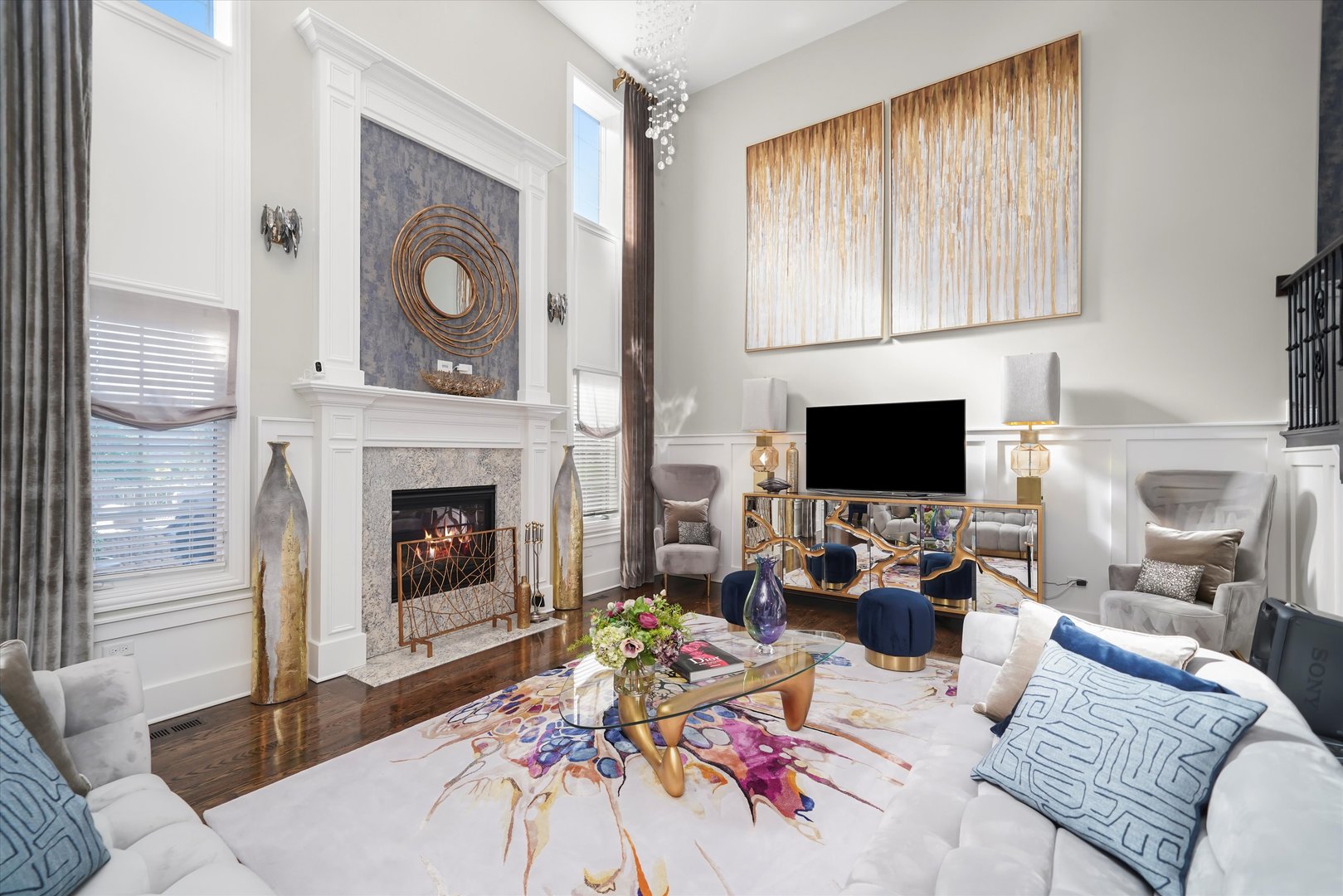 8613 High Stone Way Frankfort, IL 60423 - Photo 7 of 53 a living room with furniture a fireplace and a flat screen tv