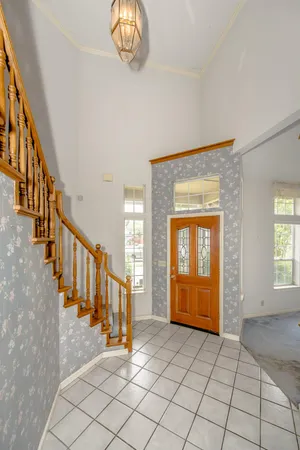 a view of an entryway with a window