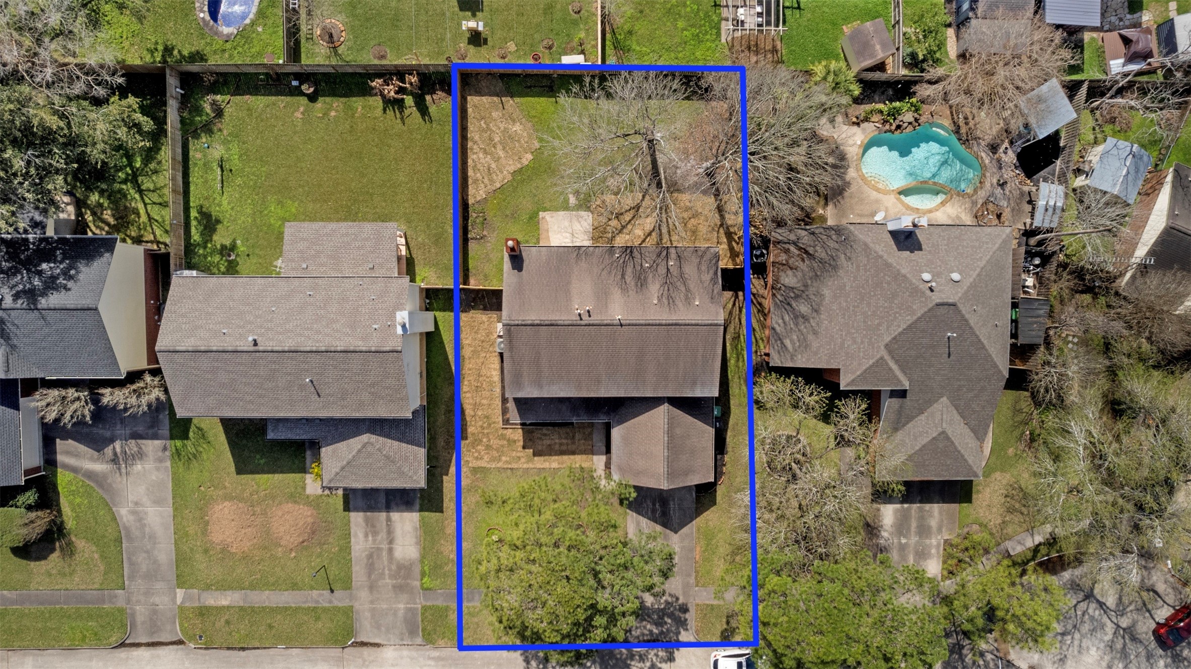 14922 Waybridge Drive Houston, TX 77062 - Photo 45 of 49 an aerial view of a house with a yard and a large tree