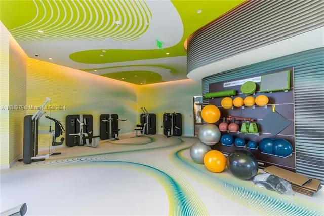 a room with gym equipment