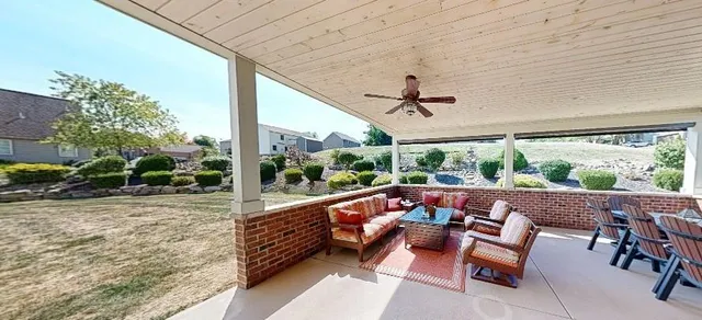 a balcony with furniture