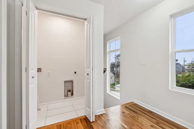 a view of a bedroom from the hallway