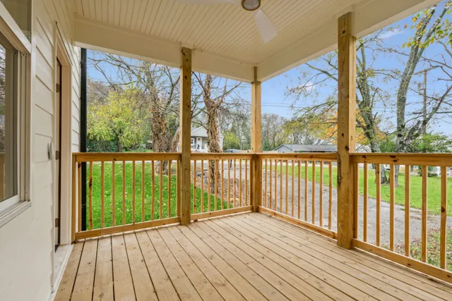 a view of a wooden deck