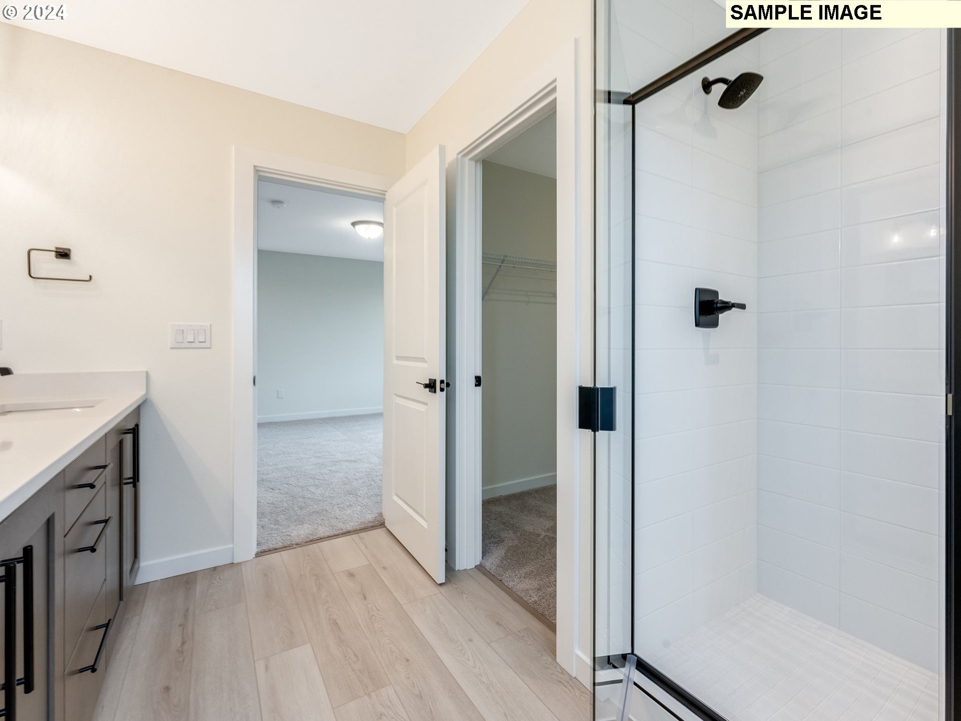 913 Northwest 178th Street Ridgefield, WA 98642 - Photo 32 of 48 a bathroom with a granite countertop shower mirror and a sink