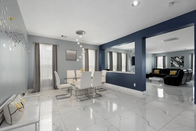 a living room with furniture