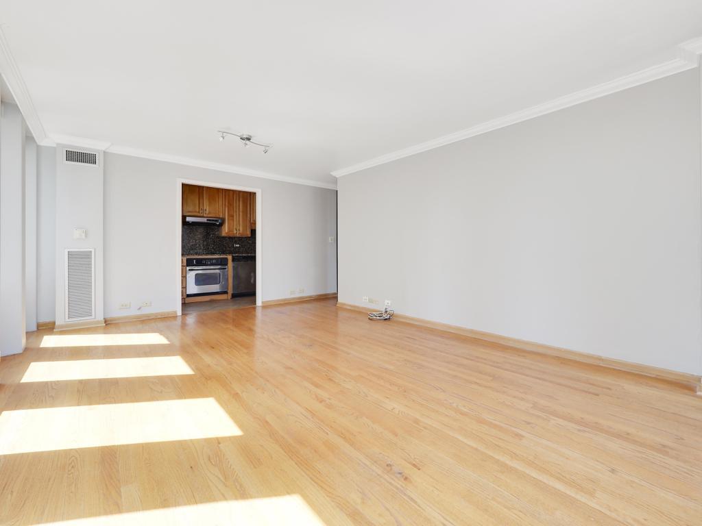 100 East Walton Street, Unit 27B Chicago, IL 60611 - Photo 4 of 18 a view of an empty room with kitchen and a sink