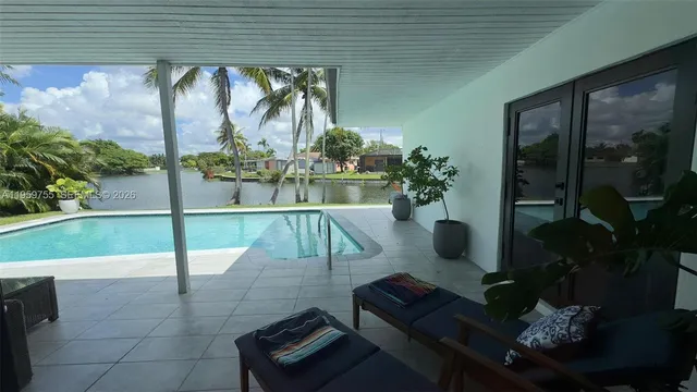 a view of a porch with furniture