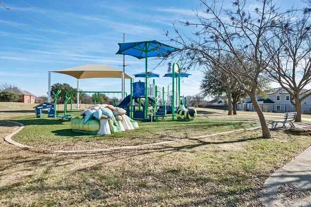 a view of a park with slide
