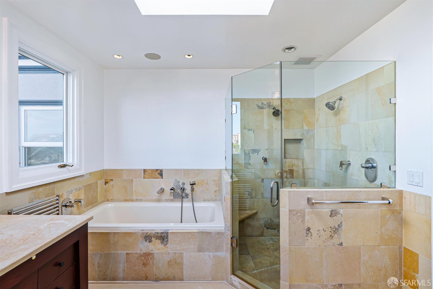 2521 Broadway San Francisco, CA 94115 - Photo 41 of 74 a bathroom with a granite countertop tub sink shower and mirror