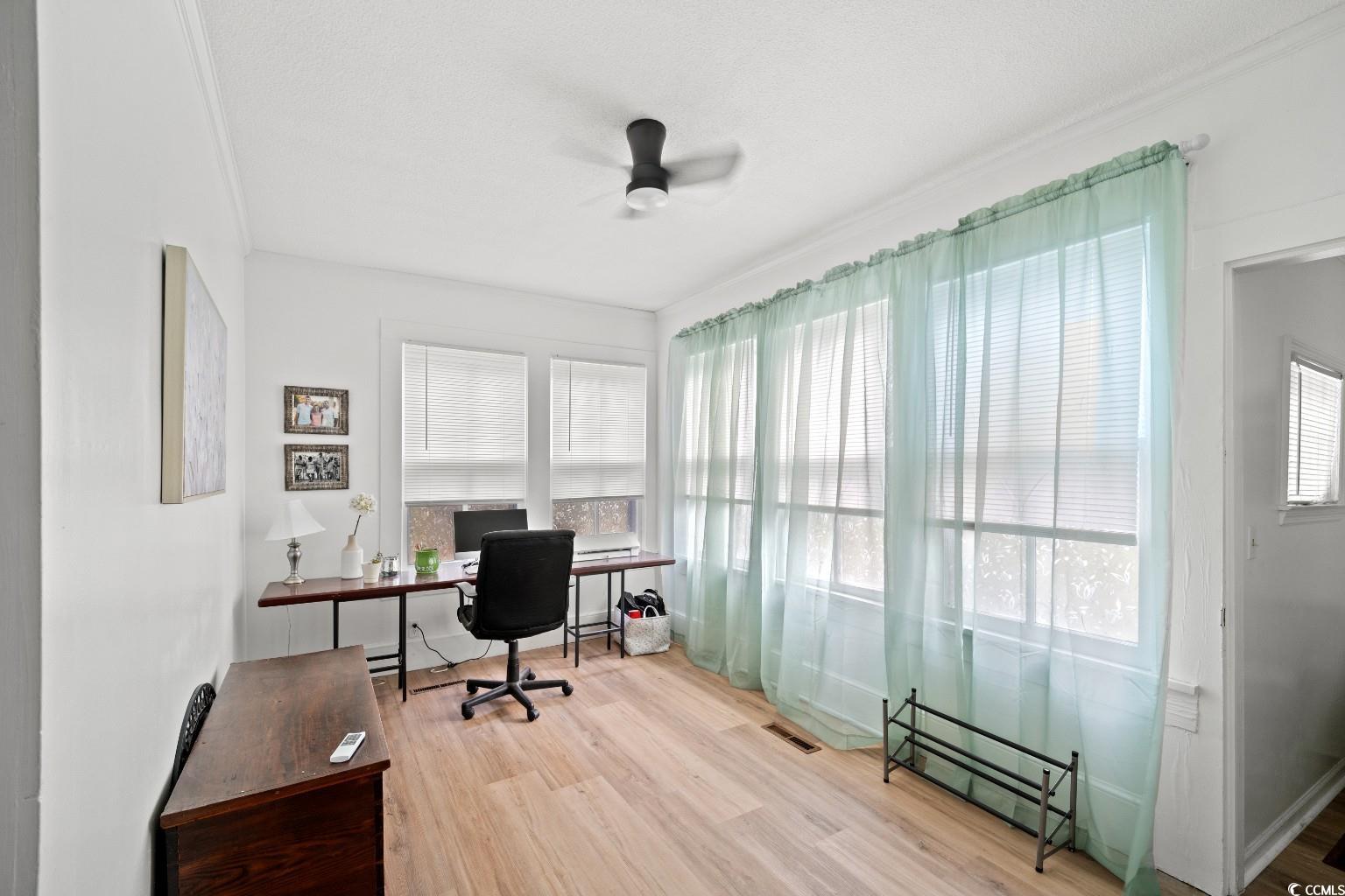 222 East Wine Street Mullins, SC 29574 - Photo 29 of 40 Office area featuring light wood-style flooring and ceiling fan