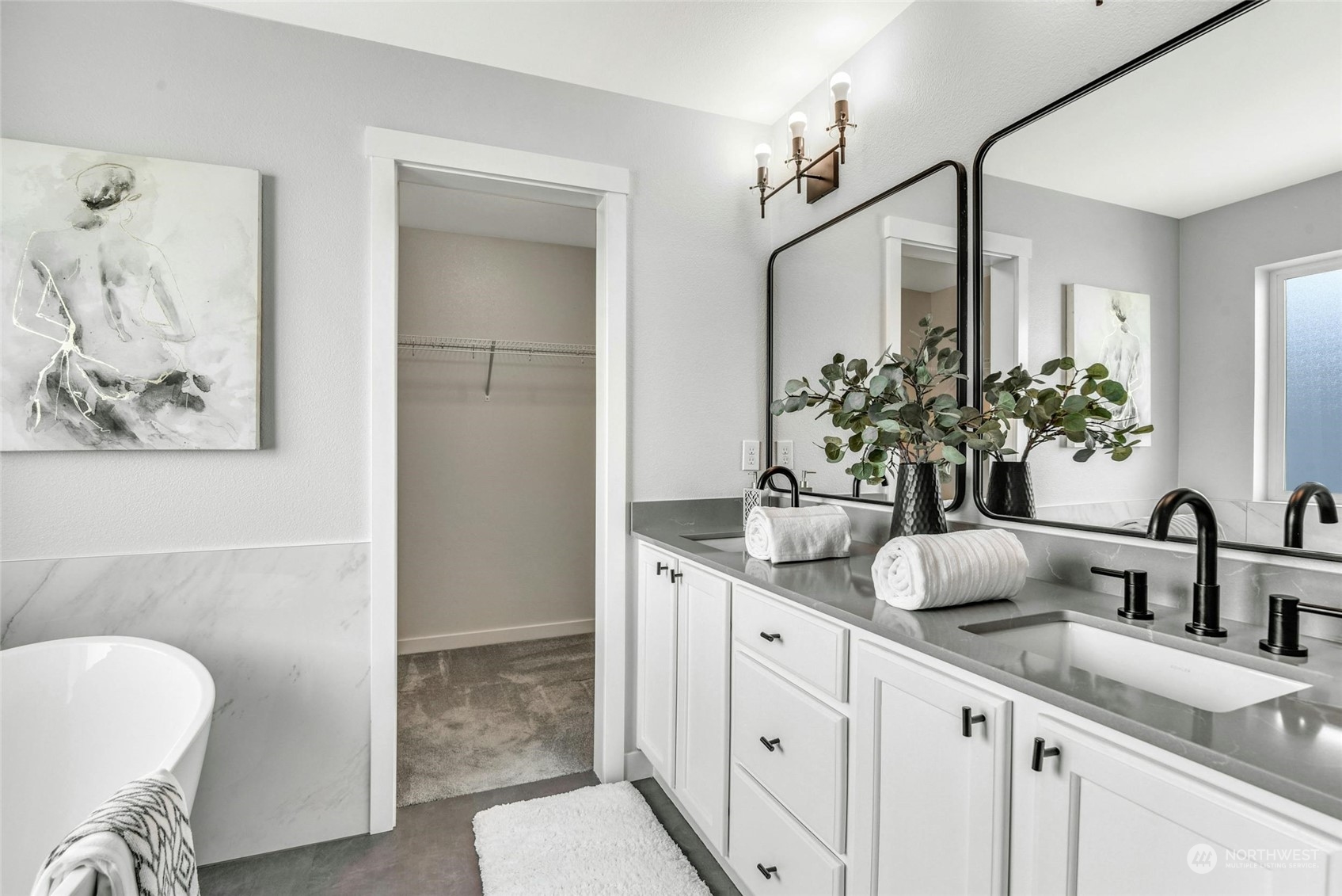 22313 35th Drive Southeast Bothell, WA 98021 - Photo 19 of 26 a bathroom with a granite countertop sink a toilet and a mirror